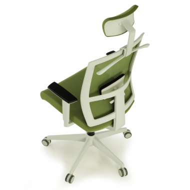 ergonomische bureaustoel wit groen witte structuur hoofdsteun netstof mesh 1d verstelbare armleuningen lumbale steun hoofdsteun 9