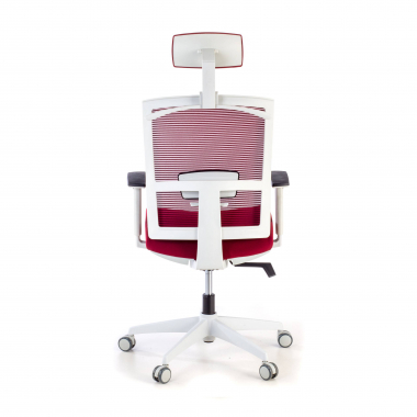 ergonomische bureaustoel wit rood witte structuur hoofdsteun netstof mesh 1d verstelbare armleuningen lumbale steun hoofdsteun 6