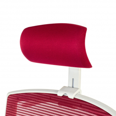 ergonomische bureaustoel wit rood witte structuur hoofdsteun netstof mesh 1d verstelbare armleuningen lumbale steun hoofdsteun 8