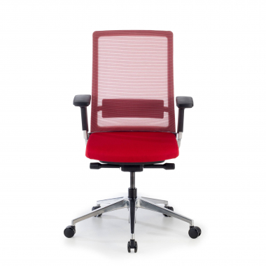 bureaustoel rood zonder hoofdsteun netstof mesh 3d verstelbare armleuningen lumbale steun 4