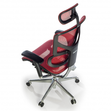 ergonomische bureaustoel rood next2 met hoofdkussen netstof mesh 4d verstelbare armleuningen lumbale steun hoofdsteun 9