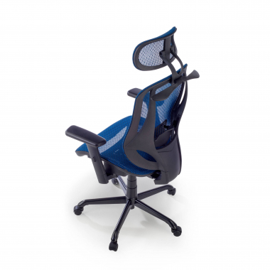 ergonomische bureaustoel blauw locktech netstof mesh 1d verstelbare armleuningen lumbale steun hoofdsteun 9