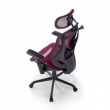 ergonomische bureaustoel rood locktech netstof mesh 1d verstelbare armleuningen lumbale steun hoofdsteun 11