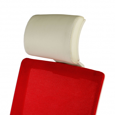 bureaustoel wit rood witte structuur hoofdsteun netstof mesh 1d verstelbare armleuningen lumbale steun hoofdsteun 9