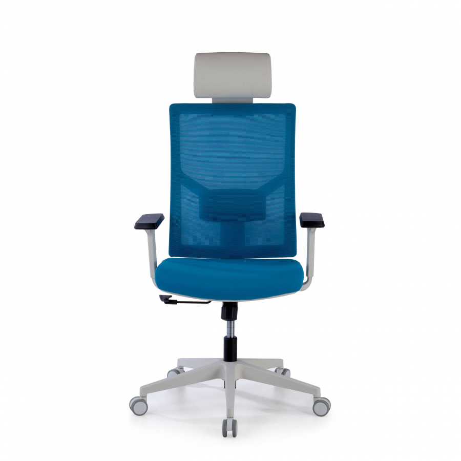 Ergonomische bureaustoel Verdi White, met hoofdsteun, verstelbare armleuningen
