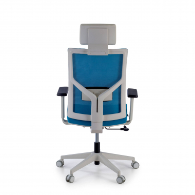 bureaustoel wit blauw witte structuur hoofdsteun netstof mesh 1d verstelbare armleuningen lumbale steun hoofdsteun 7