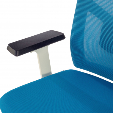 bureaustoel wit blauw witte structuur hoofdsteun netstof mesh 1d verstelbare armleuningen lumbale steun hoofdsteun 5