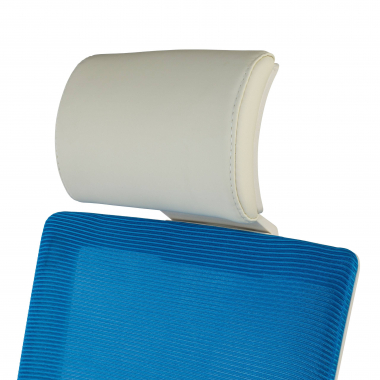 bureaustoel wit blauw witte structuur hoofdsteun netstof mesh 1d verstelbare armleuningen lumbale steun hoofdsteun 8