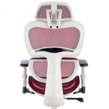 ergonomische bureaustoel wit rood witte structuur netstof mesh 3d verstelbare armleuningen dubbele lumbale steun hoofdsteun 7