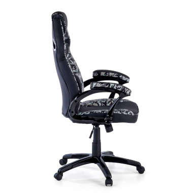 gamestoel grijs camouflage kunstleder vaste armleuningen 3