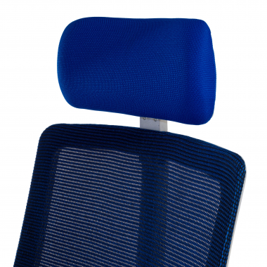 goedkope bureaustoel wit blauw witte structuur netstof mesh 4d verstelbare armleuningen lumbale steun hoofdsteun 10