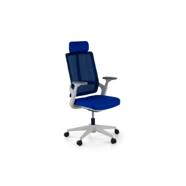 goedkope bureaustoel wit blauw witte structuur netstof mesh 4d verstelbare armleuningen lumbale steun hoofdsteun 13