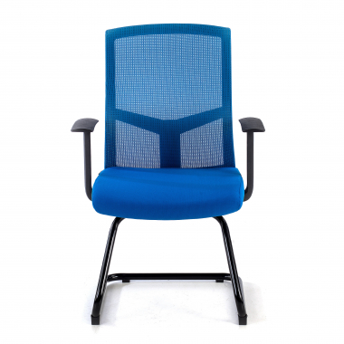 vergaderstoel blauw vertrouwensstoel netstof mesh vaste armleuningen 3