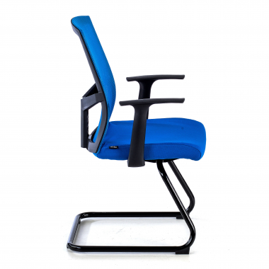 vergaderstoel blauw vertrouwensstoel netstof mesh vaste armleuningen 4
