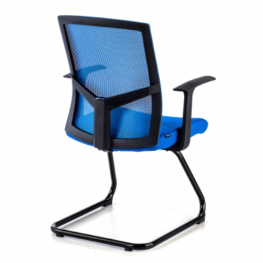 vergaderstoel blauw vertrouwensstoel netstof mesh vaste armleuningen 6