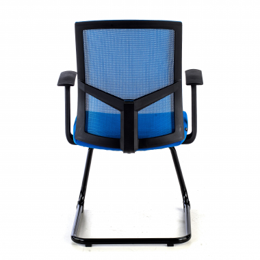 vergaderstoel blauw vertrouwensstoel netstof mesh vaste armleuningen 7