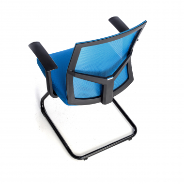 vergaderstoel blauw vertrouwensstoel netstof mesh vaste armleuningen 8