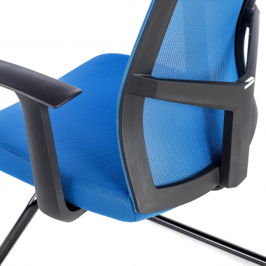 vergaderstoel blauw vertrouwensstoel netstof mesh vaste armleuningen 5