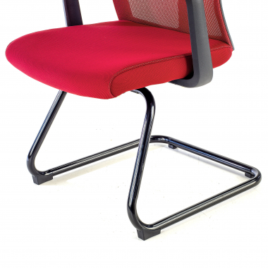 vergaderstoel rood vertrouwensstoel netstof mesh vaste armleuningen 8