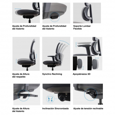 ergonomische bureaustoel zwart bjorg netstof mesh 3d verstelbare armleuningen lumbale steun hoofdsteun 10
