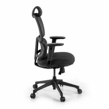ergonomische bureaustoel zwart bjorg netstof mesh 3d verstelbare armleuningen lumbale steun hoofdsteun 4