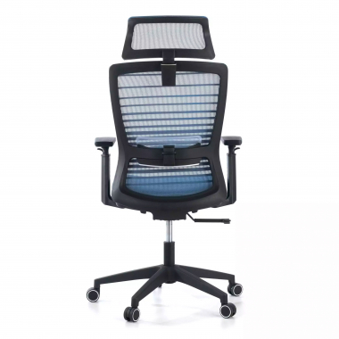 bureaustoel blauw tesla netstof mesh 3d verstelbare armleuningen lumbale steun hoofdsteun 8