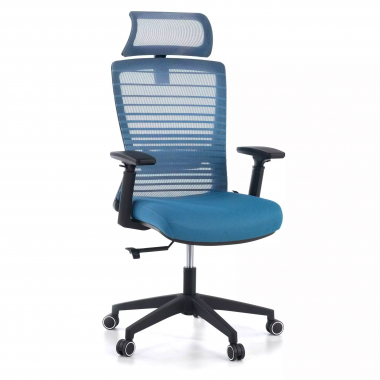 bureaustoel blauw tesla netstof mesh 3d verstelbare armleuningen lumbale steun hoofdsteun 1