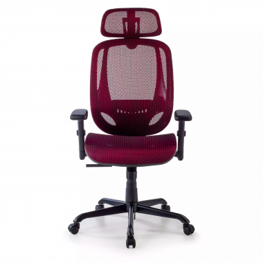ergonomische bureaustoel rood locktech netstof mesh 1d verstelbare armleuningen lumbale steun hoofdsteun 5