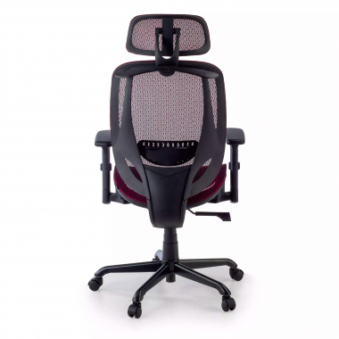 ergonomische bureaustoel rood locktech netstof mesh 1d verstelbare armleuningen lumbale steun hoofdsteun 9
