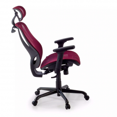 ergonomische bureaustoel rood locktech netstof mesh 1d verstelbare armleuningen lumbale steun hoofdsteun 10