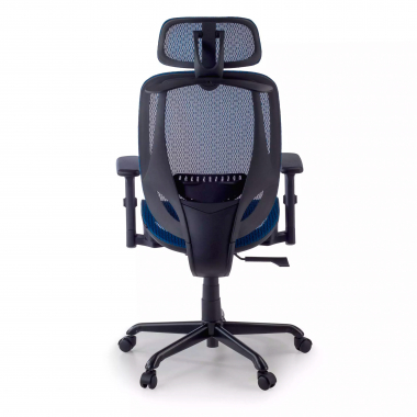 ergonomische bureaustoel blauw locktech netstof mesh 1d verstelbare armleuningen lumbale steun hoofdsteun 8