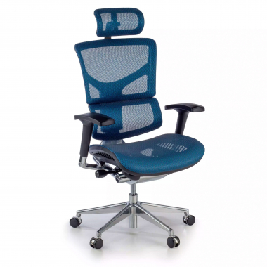 ergonomische bureaustoel blauw next2 met hoofdkussen netstof mesh 4d verstelbare armleuningen lumbale steun hoofdsteun 1