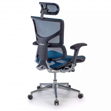 ergonomische bureaustoel blauw next2 met hoofdkussen netstof mesh 4d verstelbare armleuningen lumbale steun hoofdsteun 8