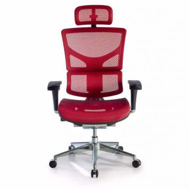 ergonomische bureaustoel rood next2 met hoofdkussen netstof mesh 4d verstelbare armleuningen lumbale steun hoofdsteun 4