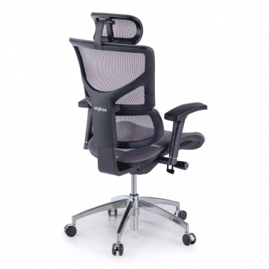 ergonomische bureaustoel grijs next1 met hoofdkussen netstof mesh 4d verstelbare armleuningen lumbale steun hoofdsteun 8