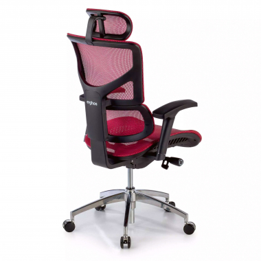 ergonomische bureaustoel rood next1 met hoofdkussen netstof mesh 4d verstelbare armleuningen lumbale steun hoofdsteun 6