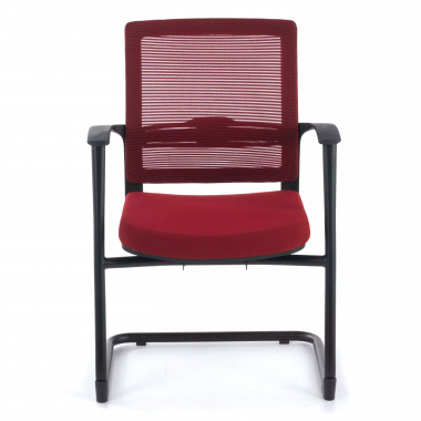 vergaderstoel rood alpha netstof mesh vaste armleuningen 3
