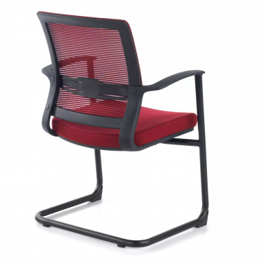 vergaderstoel rood alpha netstof mesh vaste armleuningen 6
