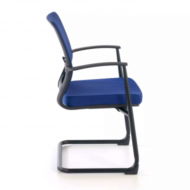 vergaderstoel blauw alpha netstof mesh vaste armleuningen 4