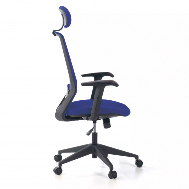 bureaustoel blauw belinda netstof mesh 1d verstelbare armleuningen lumbale steun hoofdsteun 4