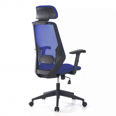 bureaustoel blauw belinda netstof mesh 1d verstelbare armleuningen lumbale steun hoofdsteun 5