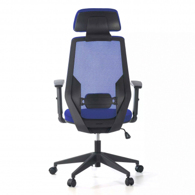 bureaustoel blauw belinda netstof mesh 1d verstelbare armleuningen lumbale steun hoofdsteun 6