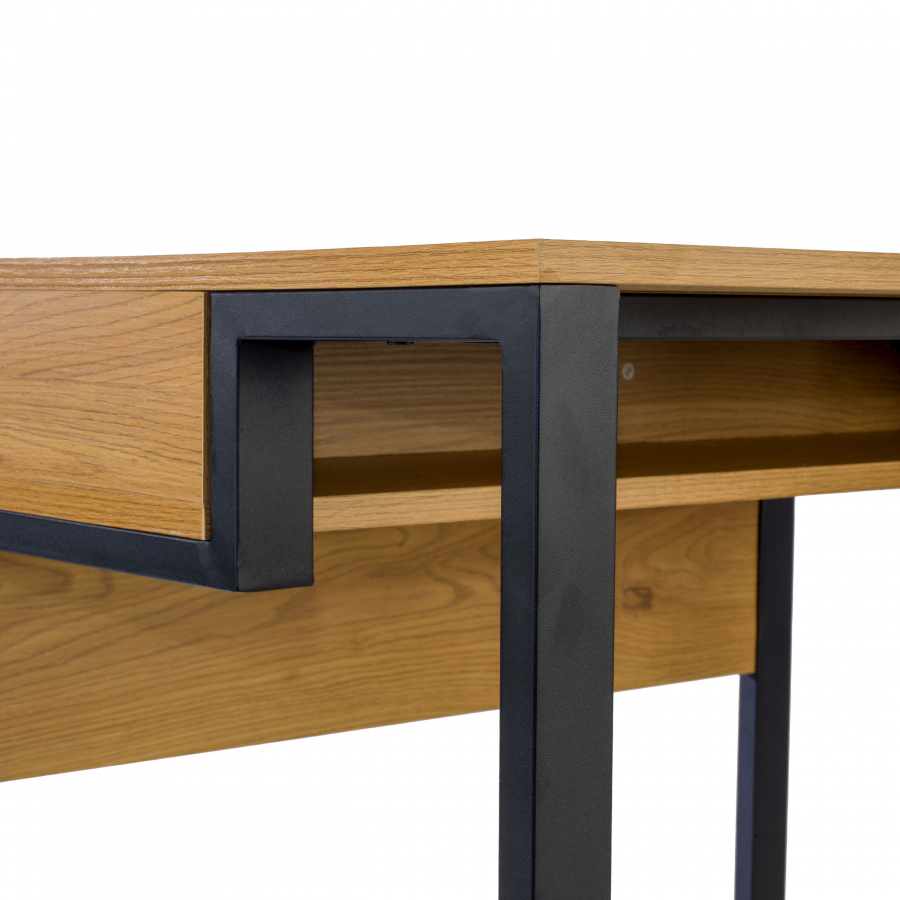 Bureau Tafel Philadelphia uitgevoerd in hout en staal, compact ontwerp