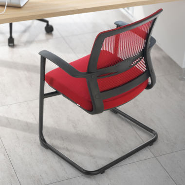 vergaderstoel rood alpha netstof mesh vaste armleuningen 2
