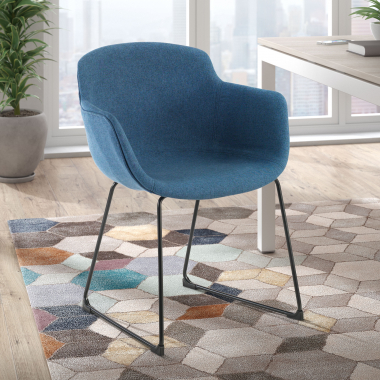 vergaderstoel zwart blauw structuur sledeframe netstof mesh vaste armleuningen 2