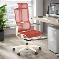 Ergonomische bureaustoel Enjoy White, met hoofdsteun, synchroonmechanisme