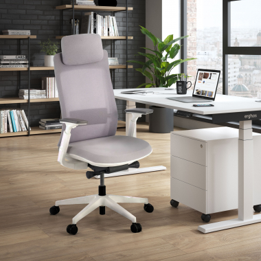 ergonomische bureaustoel wit grijs witte structuur stof 3d verstelbare armleuningen 2