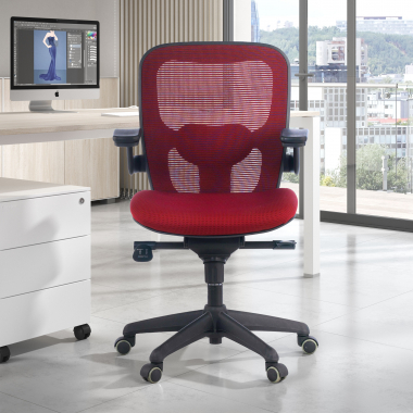 ergonomische bureaustoel rood bureaustoel netstof mesh beweegbare armleuningen lumbale steun 2
