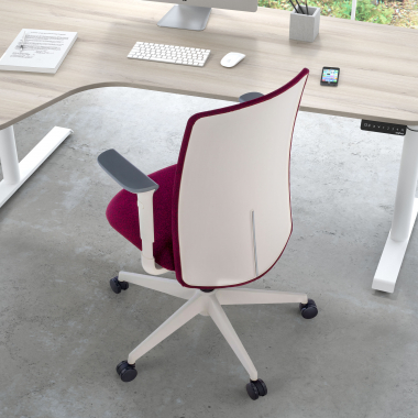 draaistoel wit rood witte structuur stof 1d verstelbare armleuningen 2