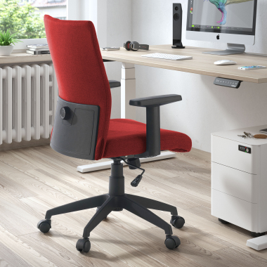 draaistoel rood kobe stof vaste armleuningen lumbale steun 2